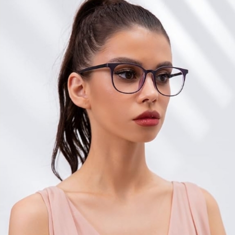 Blue Light Blocking Anti Eyestrain Lens Eyeglasses UV400 Purple Frame